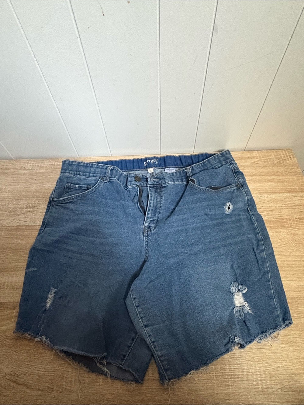 Terra & Sky Blue Denim Waistband Bermuda Shorts